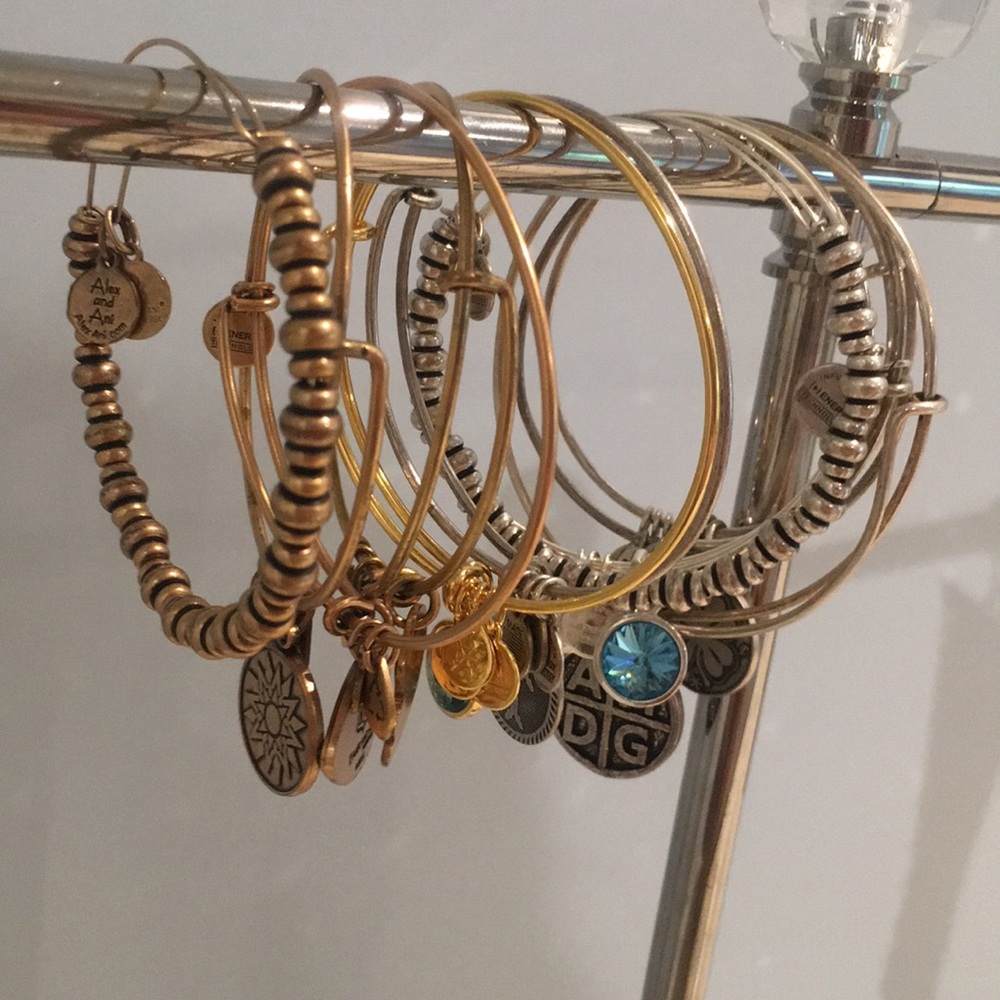 Alex and Ani bracelets.